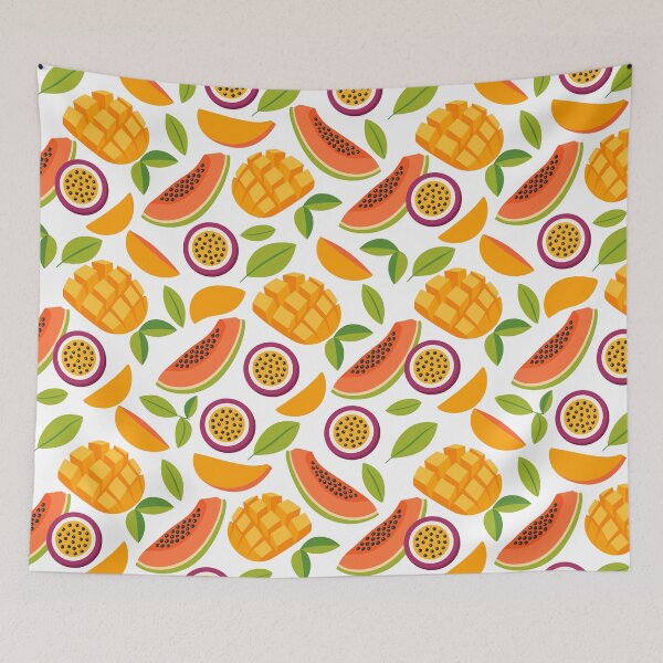 Item preview, Cute Flat Mango Papaya Passion Fruit Seamless Pattern designed and sold by DiNata.