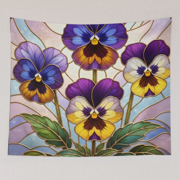 Item preview, Vibrant Stained Glass Pansy Flower - Mystic Floral Mosaic Art designed and sold by Exquisite Design Studio „Paculówka”.