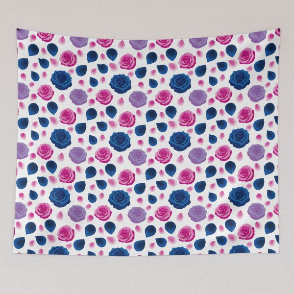 Item preview, Geometric Pink And Blue Rose Motif Pattern designed and sold by igraphixart.