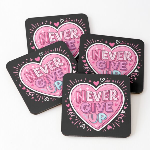 Item preview, Never Give Up Pink Heart Motivational Quote designed and sold by Owcomm.