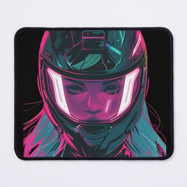 Item preview, Cyberpunk Girl Helmet Neon Futuristic Rider designed and sold by VectorForge.