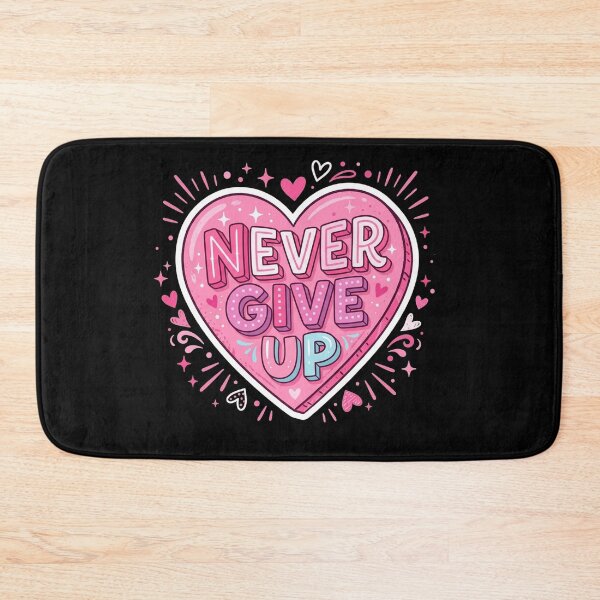 Item preview, Never Give Up Pink Heart Motivational Quote designed and sold by Owcomm.