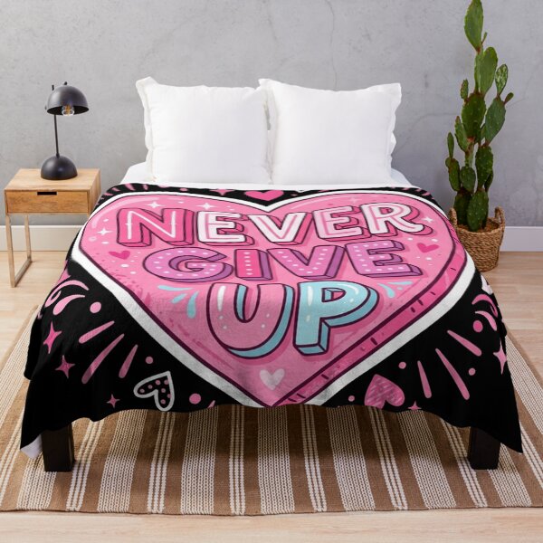 Item preview, Never Give Up Pink Heart Motivational Quote designed and sold by Owcomm.