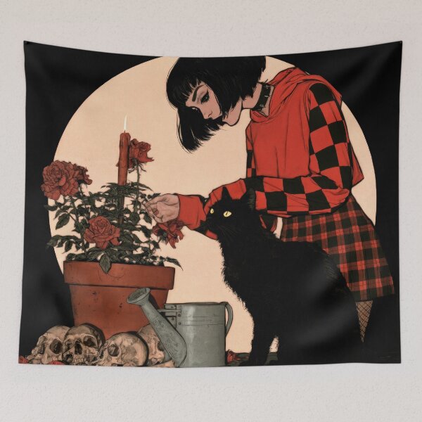 Item preview, T-Shirt - Sticker - Gardening Goth Girl: Roses and Shadows designed and sold by ForeverPrintsOK.