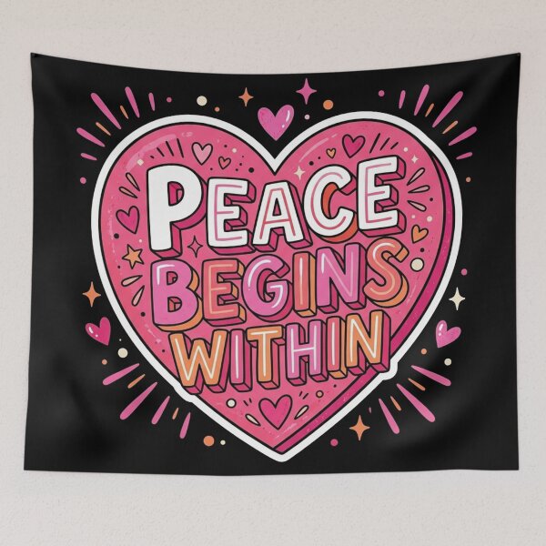 Item preview, Peace Begins Within Heart Quote designed and sold by Owcomm.