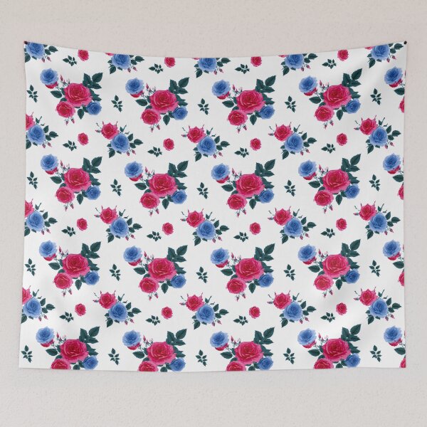 Item preview, Scattered Pink And Blue Rose Bouquet Pattern designed and sold by igraphixart.