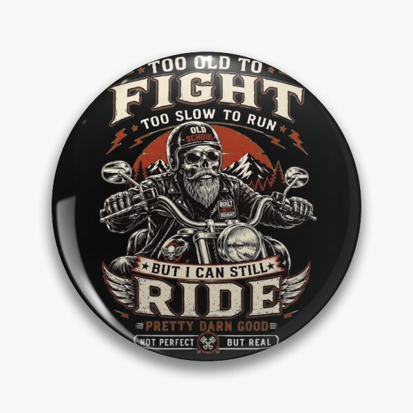 Item preview, Too Old To Fight Still Ride Biker Skull Vintage Motorcycle Enthusiast designed and sold by haitrieuic96.