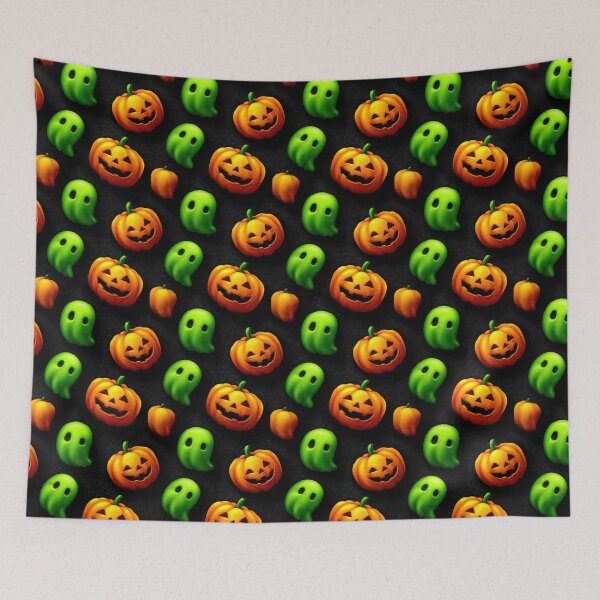 Item preview, Large Scale Cute Jack O Lantern And Ghost Halloween Pattern designed and sold by igraphixart.