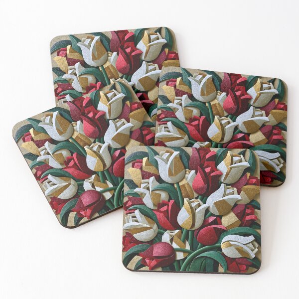 Item preview, Cubist Tulip Bouquet – Bold Abstract Floral Art designed and sold by VelvetThornsArt.