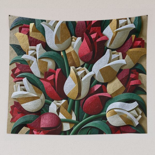 Item preview, Cubist Tulip Bouquet – Bold Abstract Floral Art designed and sold by VelvetThornsArt.