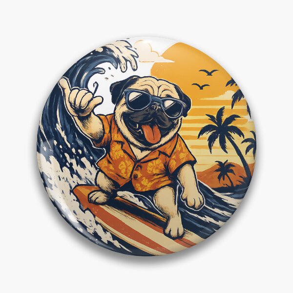 Item preview, Hang Loose Pug Life | Funny Surfing Pug Beach Dog Design designed and sold by athanasioungr.