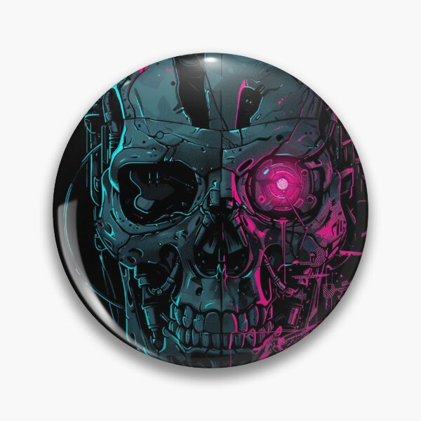 Item preview, Cybernetic Cyborg Skull Glowing Pink Neon Eye designed and sold by VectorForge.