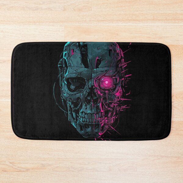 Item preview, Cybernetic Cyborg Skull Glowing Pink Neon Eye designed and sold by VectorForge.