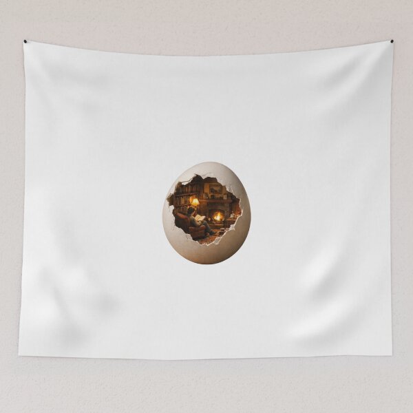 Item preview, Cozy Miniature Library Inside An Eggshell Art designed and sold by sohail_arts.
