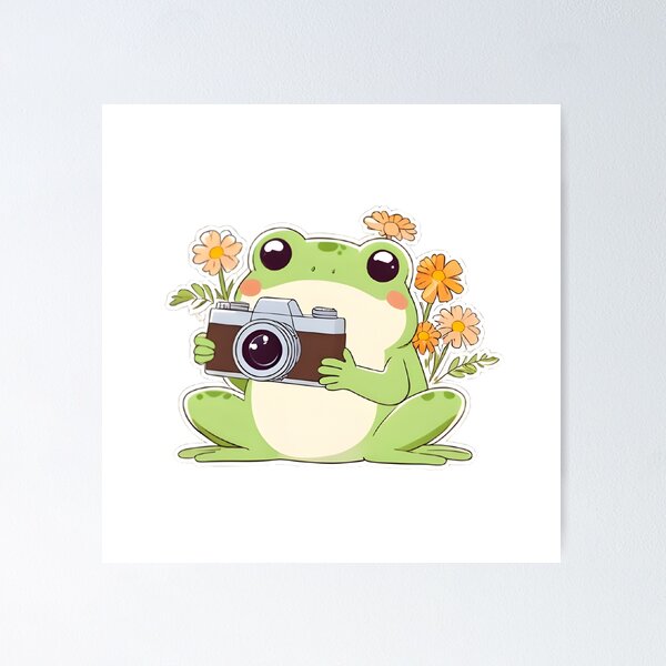 Item preview, Photographer Frog — Vintage Camera Kawaii Sticker designed and sold by tommysworks.
