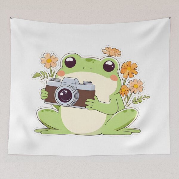 Item preview, Photographer Frog — Vintage Camera Kawaii Sticker designed and sold by tommysworks.
