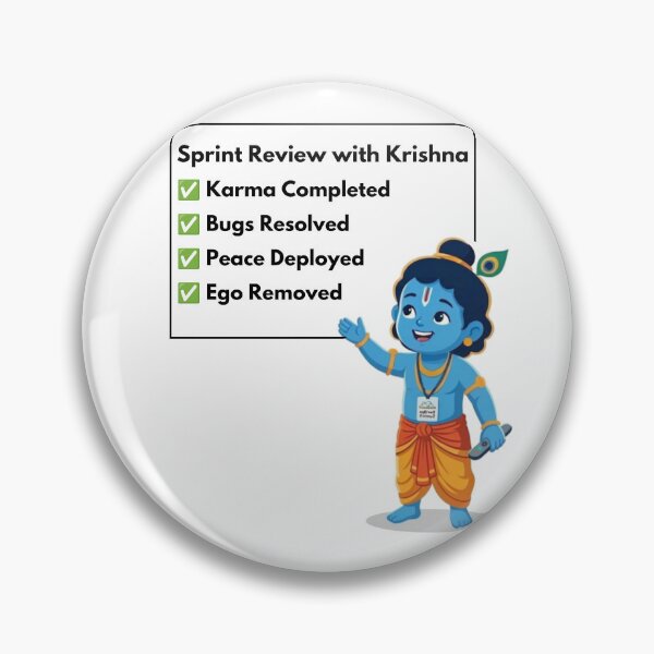Item preview, Sprint Review with Krishna | Agile Developer Sticker designed and sold by BhaktiByte.