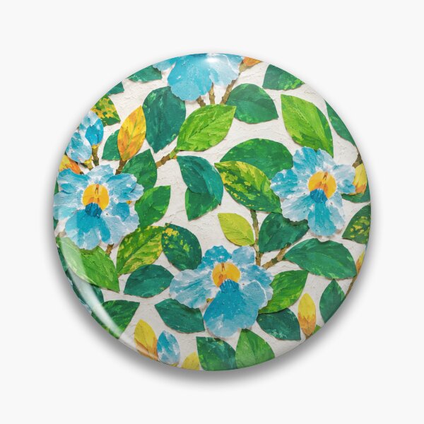 Item preview, Blue Floral Collage Seamless Pattern – Botanical Paper Cut Flowers & Green Leaves Repeat Design designed and sold by SWSandraWechner.