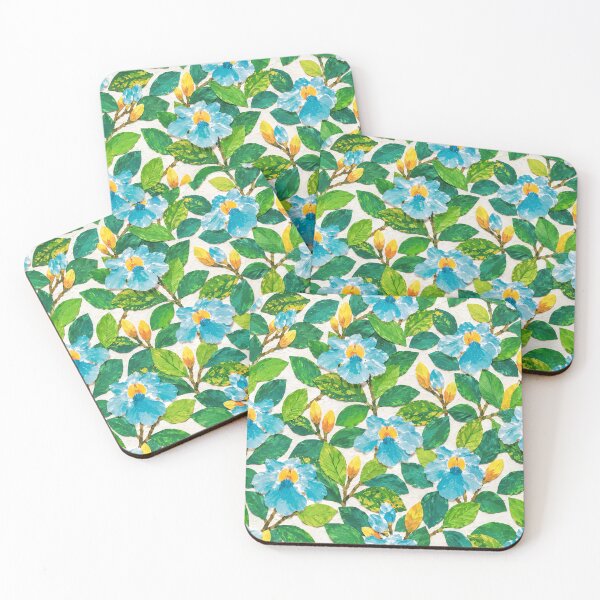 Item preview, Blue Floral Collage Seamless Pattern – Botanical Paper Cut Flowers & Green Leaves Repeat Design designed and sold by SWSandraWechner.