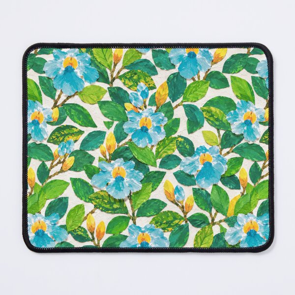 Item preview, Blue Floral Collage Seamless Pattern – Botanical Paper Cut Flowers & Green Leaves Repeat Design designed and sold by SWSandraWechner.