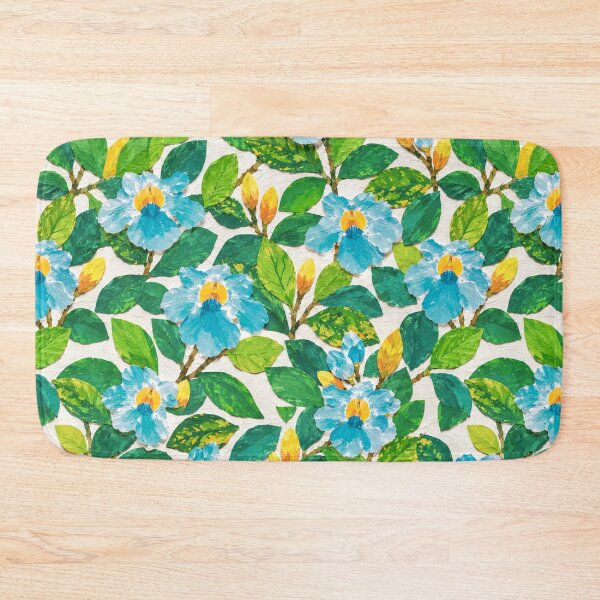 Item preview, Blue Floral Collage Seamless Pattern – Botanical Paper Cut Flowers & Green Leaves Repeat Design designed and sold by SWSandraWechner.