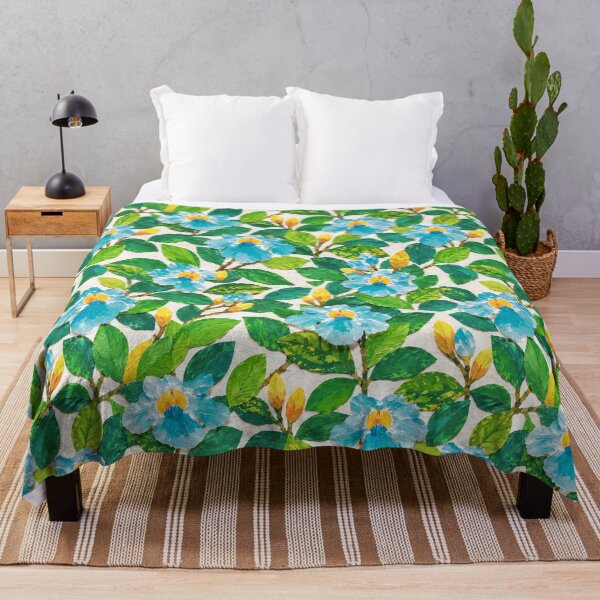 Item preview, Blue Floral Collage Seamless Pattern – Botanical Paper Cut Flowers & Green Leaves Repeat Design designed and sold by SWSandraWechner.