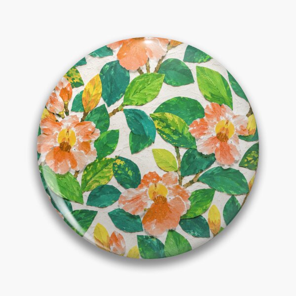 Item preview, Orange Floral Collage Seamless Pattern – Botanical Paper Cut Flowers & Green Leaves Repeat Design designed and sold by SWSandraWechner.