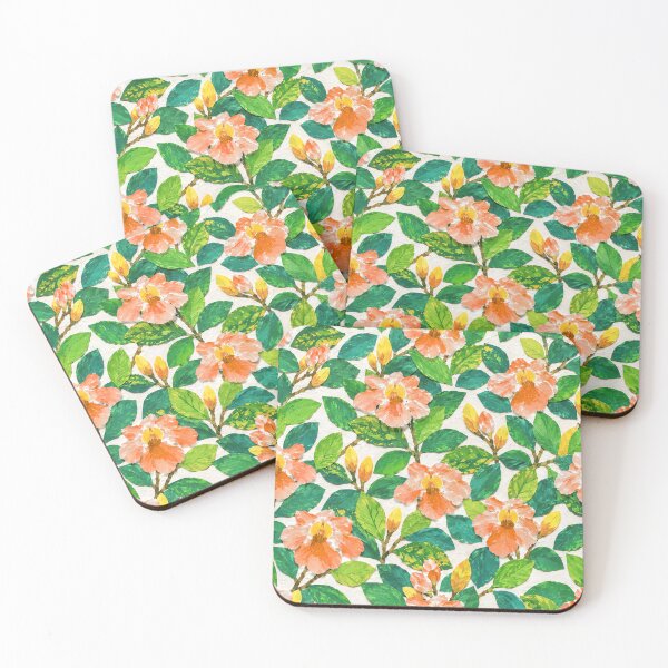 Item preview, Orange Floral Collage Seamless Pattern – Botanical Paper Cut Flowers & Green Leaves Repeat Design designed and sold by SWSandraWechner.