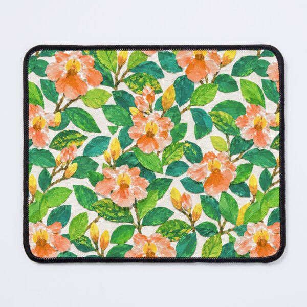Item preview, Orange Floral Collage Seamless Pattern – Botanical Paper Cut Flowers & Green Leaves Repeat Design designed and sold by SWSandraWechner.