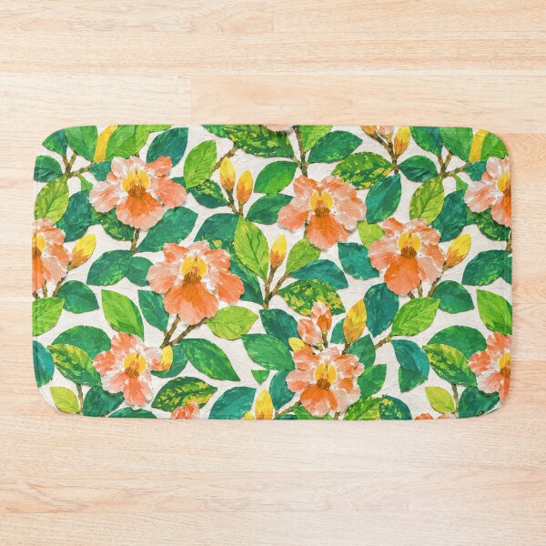 Item preview, Orange Floral Collage Seamless Pattern – Botanical Paper Cut Flowers & Green Leaves Repeat Design designed and sold by SWSandraWechner.