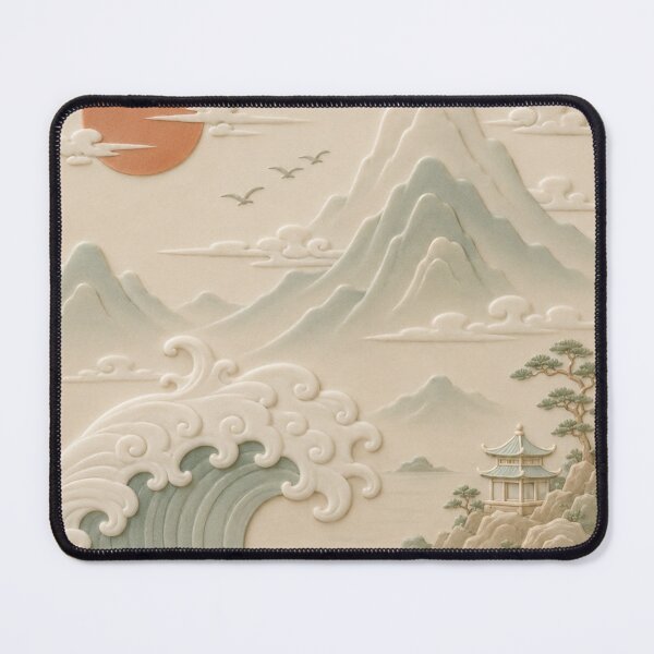 Item preview, Japanese Wave & Mountain Relief Landscape designed and sold by TheSlowShore.