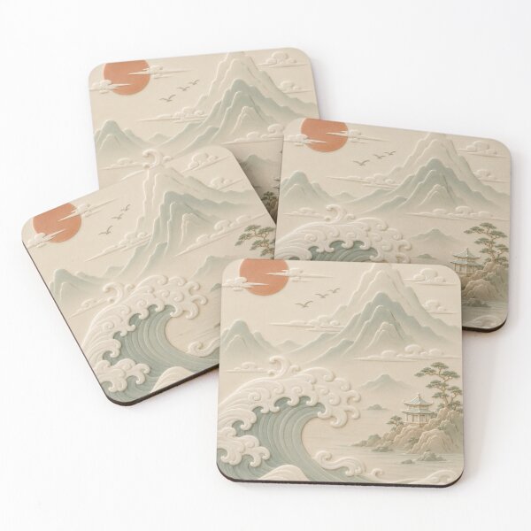 Item preview, Japanese Wave & Mountain Relief Landscape designed and sold by TheSlowShore.