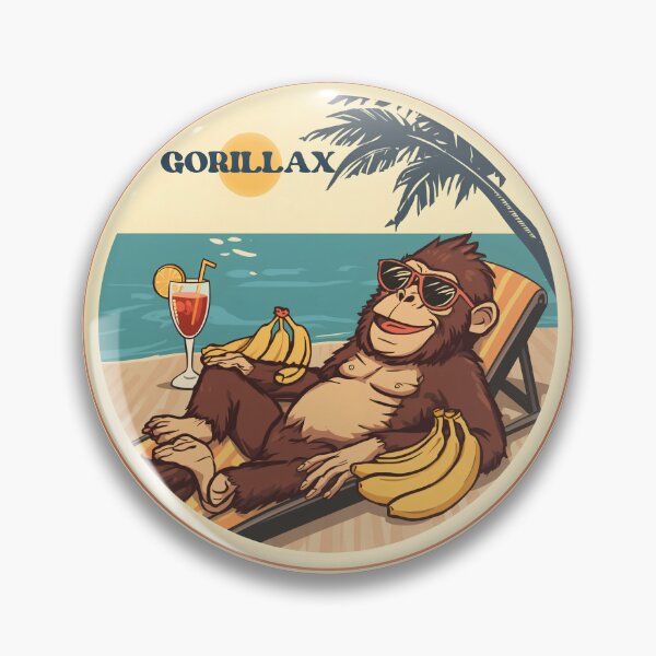 Item preview, Gorillax - Cool Gorilla Chilling at the Beach Retro Illustration designed and sold by MarrysLifestyle.