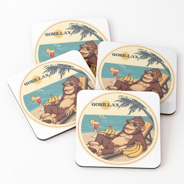 Item preview, Gorillax - Cool Gorilla Chilling at the Beach Retro Illustration designed and sold by MarrysLifestyle.