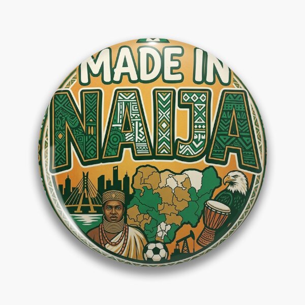 Item preview, Made in NAIJA - Nigeria pride badge T-shirt  designed and sold by WaveDesignsNG.