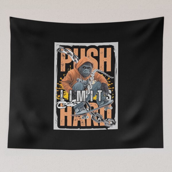 Item preview, Push Limits Hard Gorilla Skateboard Streetwear Graphic T-Shirt designed and sold by MR-GOLDEN.