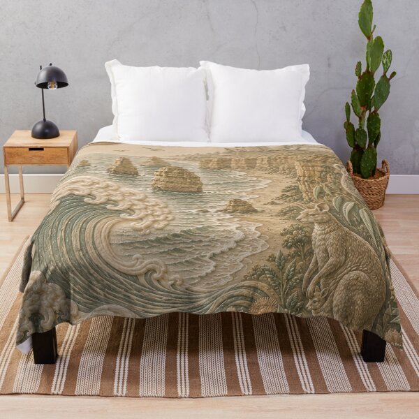 Item preview, Australia Coastal Relief Landscape Art Print | Great Ocean Road, Sydney Opera House, Kangaroo & Koala Wall Art designed and sold by TheSlowShore.