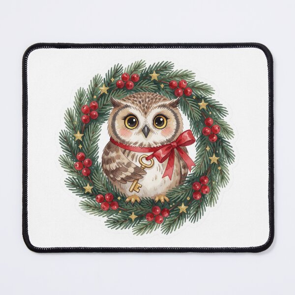 Item preview, Owl Christmas Wreath Sticker | Winter Woodland Owl designed and sold by AillustriaAK.