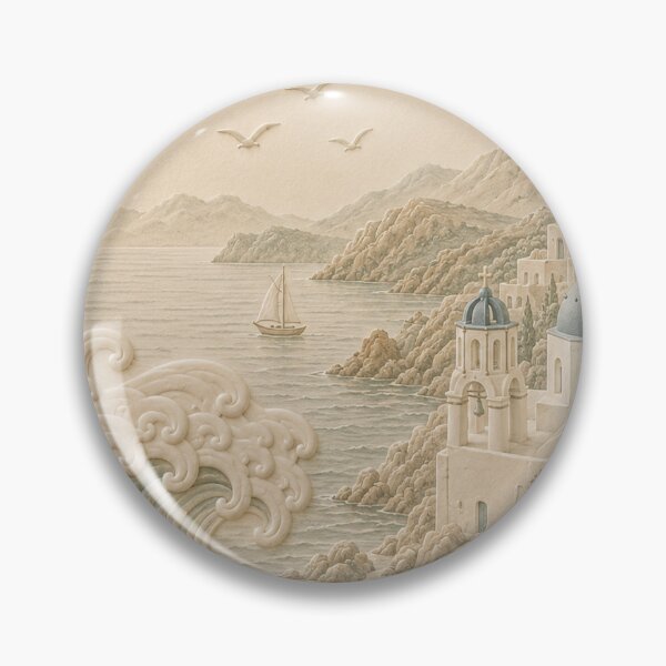 Item preview, Santorini Wave & Mountain Relief Landscape designed and sold by TheSlowShore.