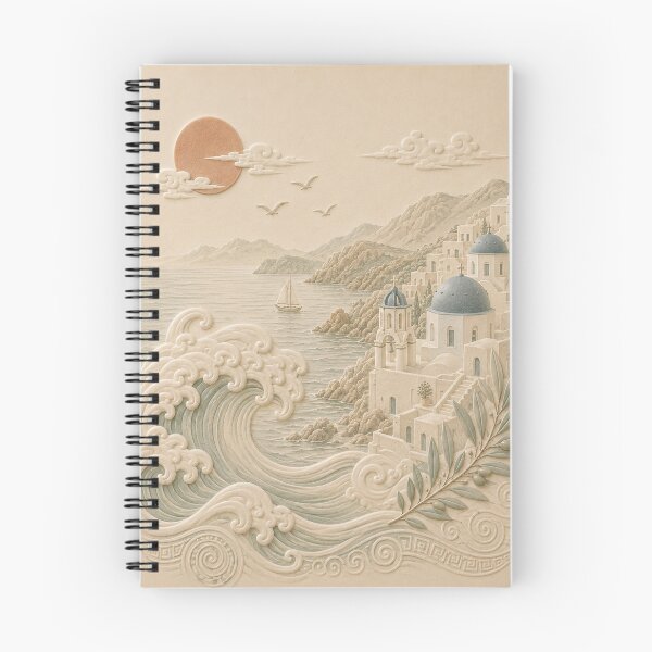 Item preview, Santorini Wave & Mountain Relief Landscape designed and sold by TheSlowShore.