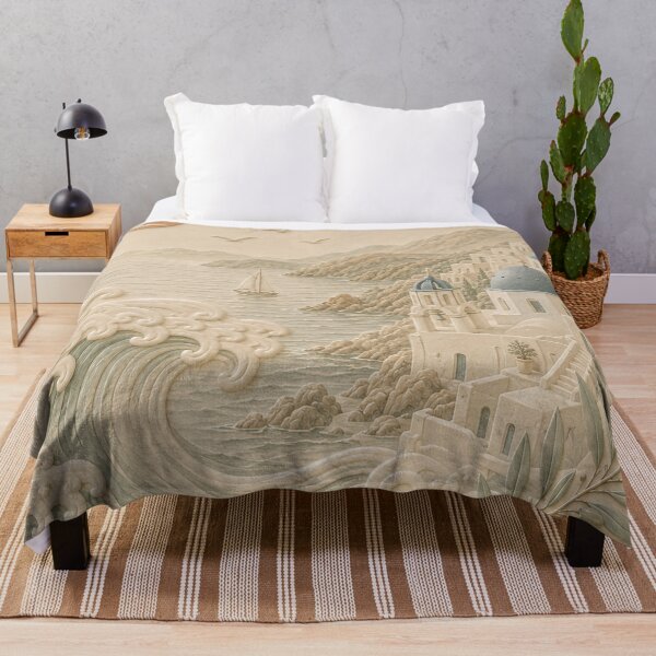 Item preview, Santorini Wave & Mountain Relief Landscape designed and sold by TheSlowShore.