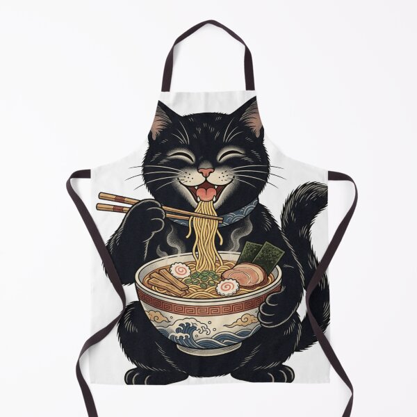 Item preview, Ukiyo-e Smiling Black Cat Eating Ramen designed and sold by vekotpu.
