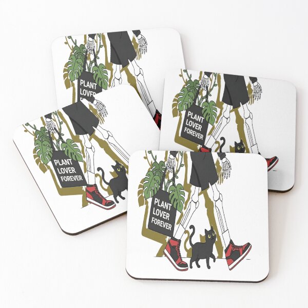 Item preview, Plant Lover Forever Skeleton with Black Cat and Monstera Plants designed and sold by Red  Corason ⭐⭐⭐.