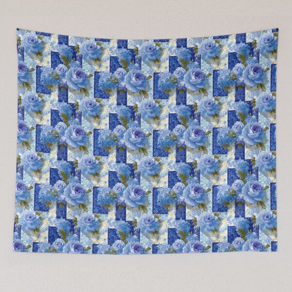 Item preview, Classic Light Blue Rose And Royal Blue Vintage Patchwork designed and sold by igraphixart.