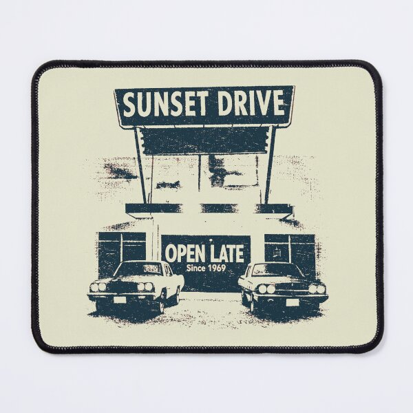 Item preview, 1969 Route Sunset Drive-In Garage Distressed Vintage designed and sold by EdGraphy.