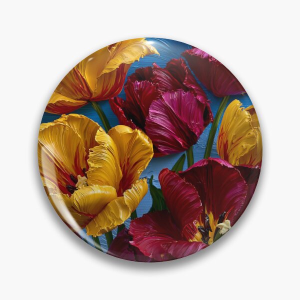 Item preview, Crimson & Gold Tulip Bloom – Bold Painterly Floral Art designed and sold by VelvetThornsArt.