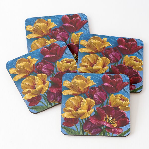 Item preview, Crimson & Gold Tulip Bloom – Bold Painterly Floral Art designed and sold by VelvetThornsArt.