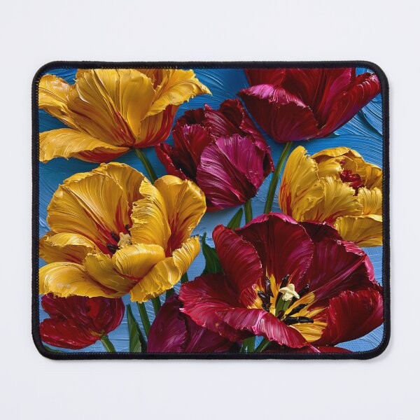 Item preview, Crimson & Gold Tulip Bloom – Bold Painterly Floral Art designed and sold by VelvetThornsArt.