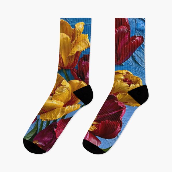 Item preview, Crimson & Gold Tulip Bloom – Bold Painterly Floral Art designed and sold by VelvetThornsArt.
