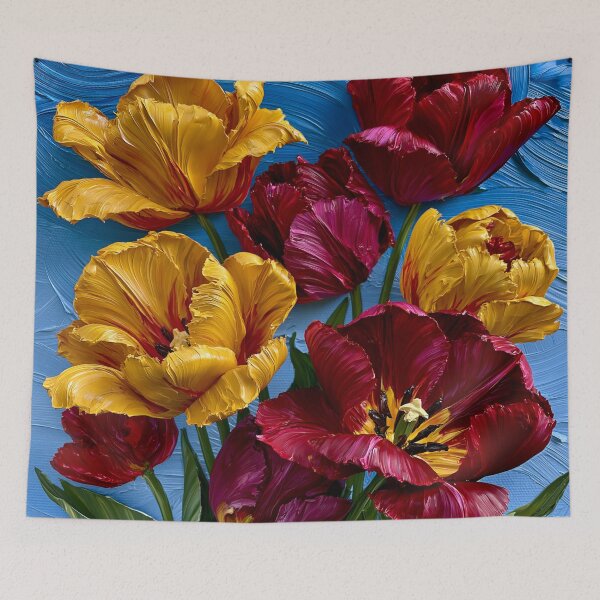 Item preview, Crimson & Gold Tulip Bloom – Bold Painterly Floral Art designed and sold by VelvetThornsArt.